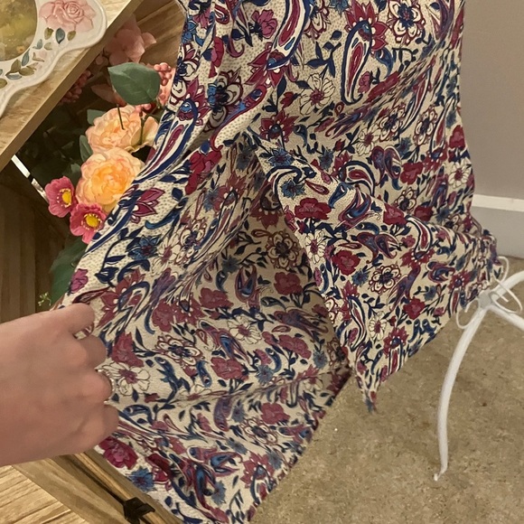 Mango Floral Paisley Midi Skirt Knotted Front sz Small - Picture 5 of 10